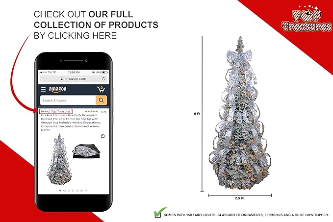 6ft Flocked Pop Up Christmas Tree
