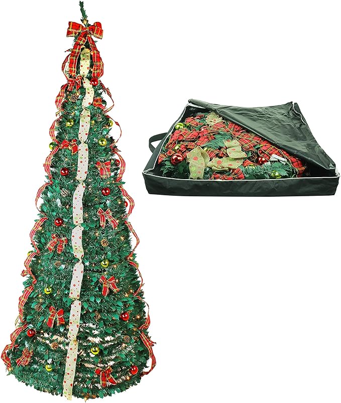9 Foot Pre Lit and fully decorated pop up Christmas tree