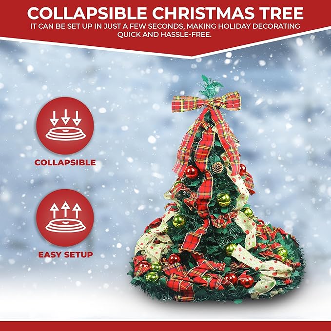6 Ft Fully Decorated Collapsible Pop Up Christmas Tree - One Minute Tree