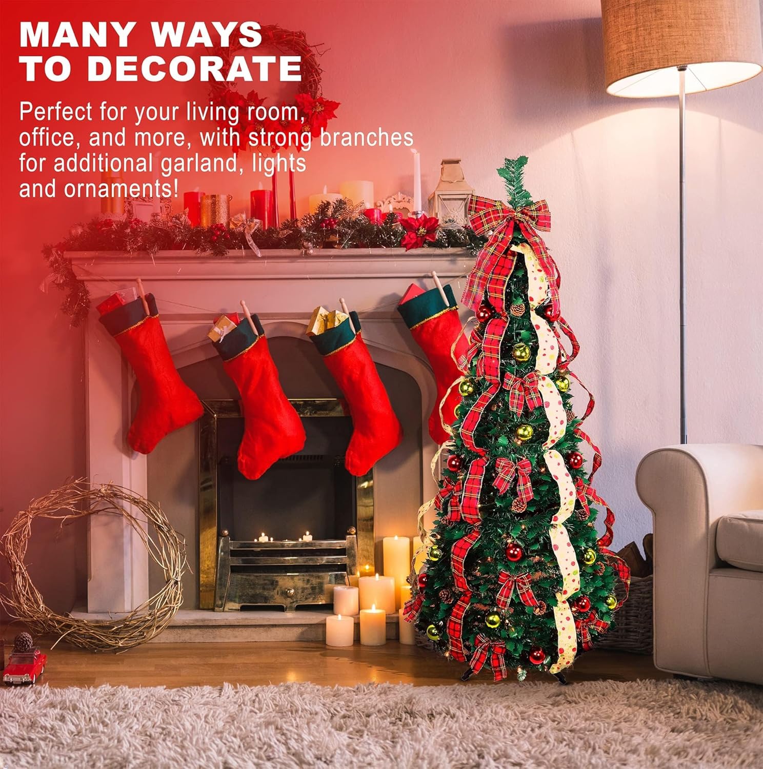 6 Ft Fully Decorated Collapsible Pop Up Christmas Tree - One Minute Tree