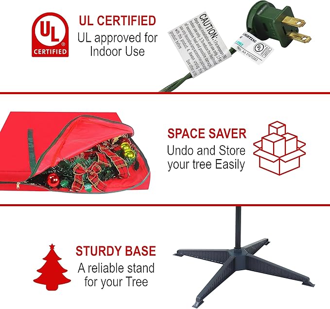 6 Ft Fully Decorated Collapsible Pop Up Christmas Tree - One Minute Tree