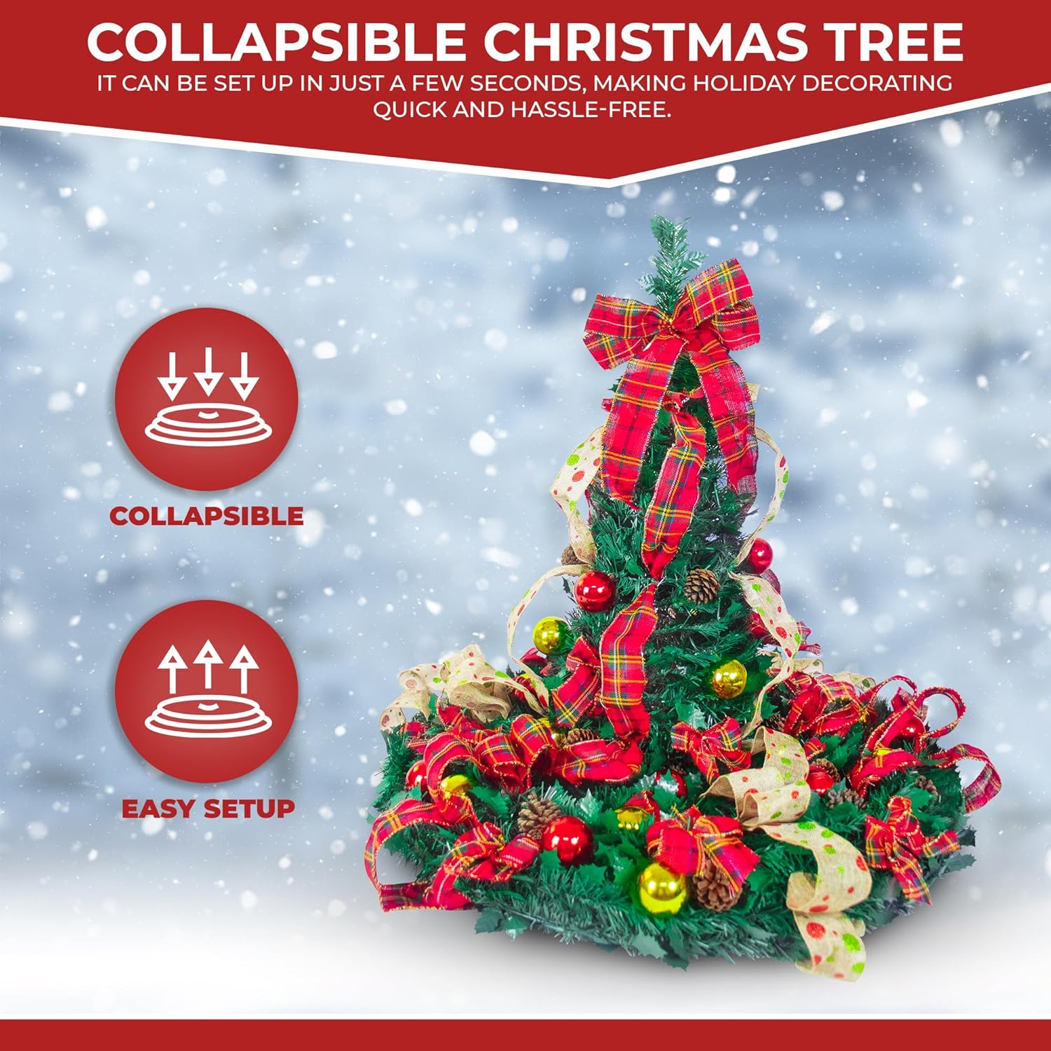 7.5 Ft Pop Up Christmas Tree - Pre-lit One Minute Tree