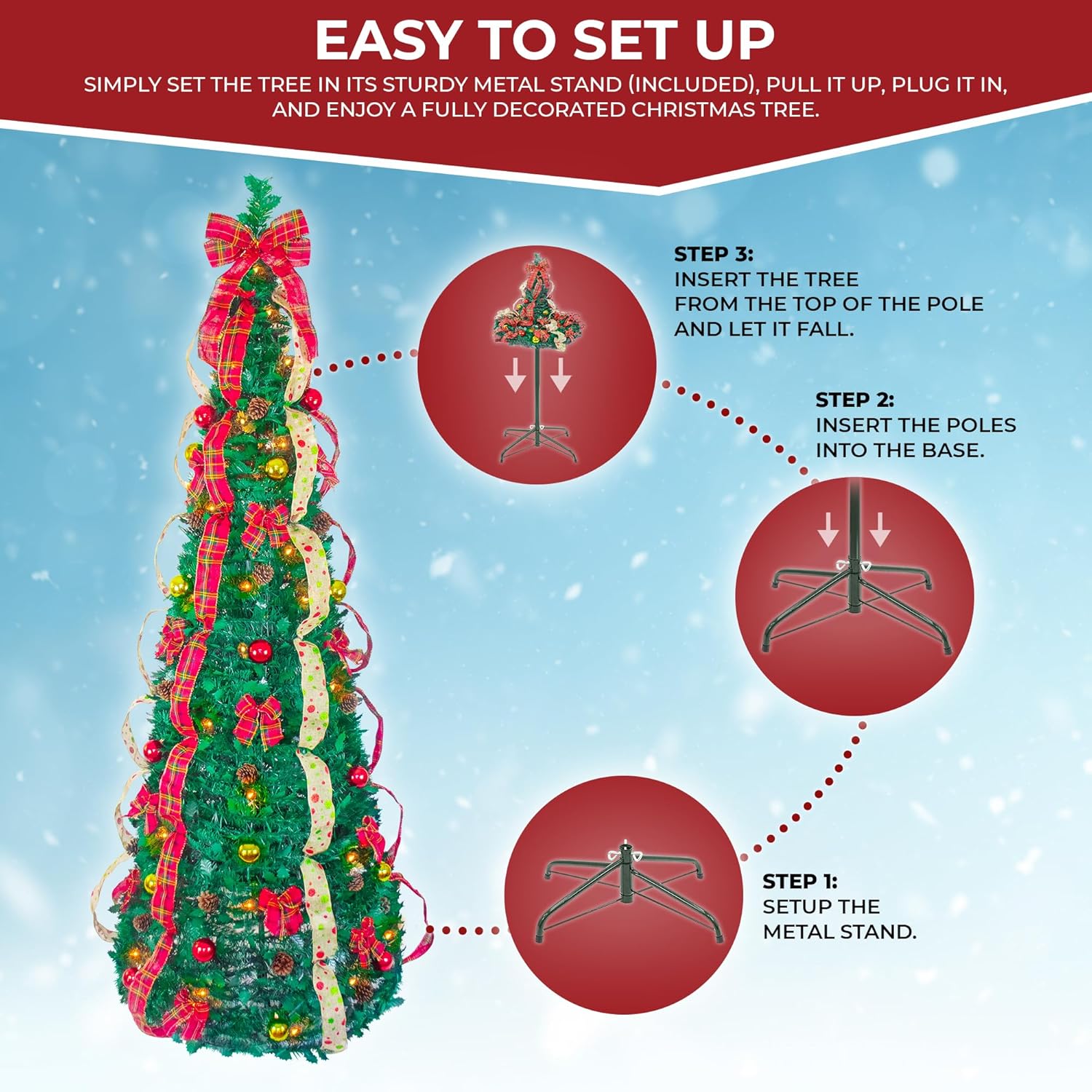 7.5 Ft Pop Up Christmas Tree - Pre-lit One Minute Tree