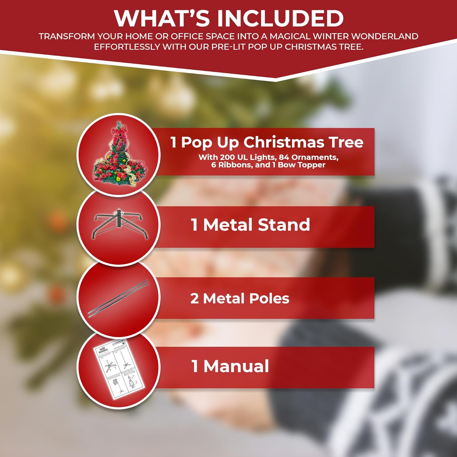 7.5 Ft Pop Up Christmas Tree - Pre-lit One Minute Tree