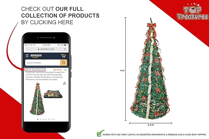 Pre Lit Fully Decorated Christmas Tree Pop Up