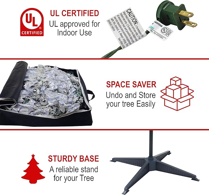 Space Saver Pop Up and Flocked Christmas Tree